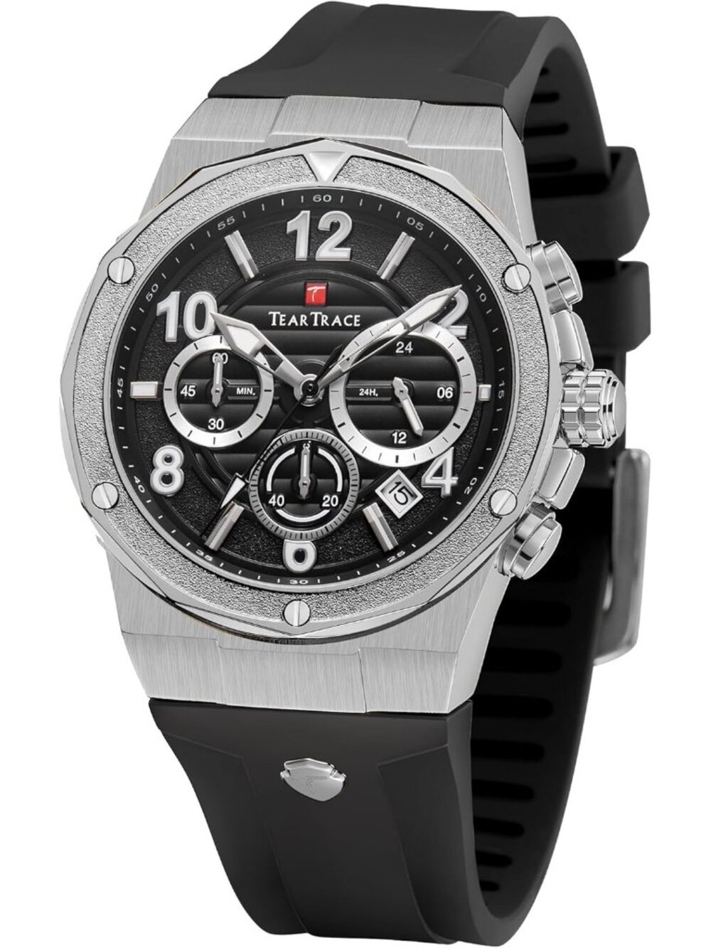 Men's Silver Analog Quartz Silicone Strap Chronograph Waterproof Luxury Watch
